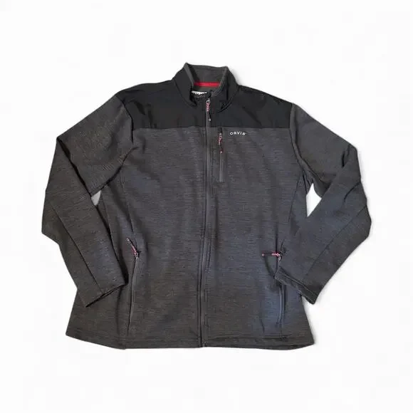 Orvis Bonded Mesh Jacket Gray Full Zip Mock Neck Fleece Mens Size XL Gorp Core - Picture 1 of 7